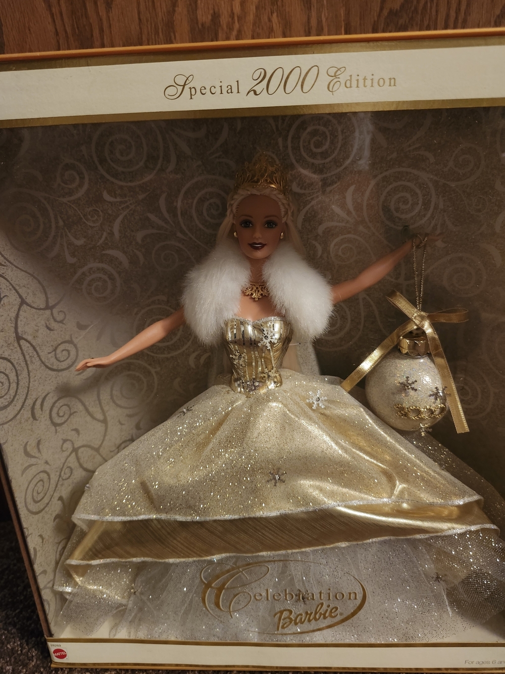 NIB Vintage Barbie Doll Gold & White Special 2000 Celebration Doll With Ornament - Picture 2 of 6